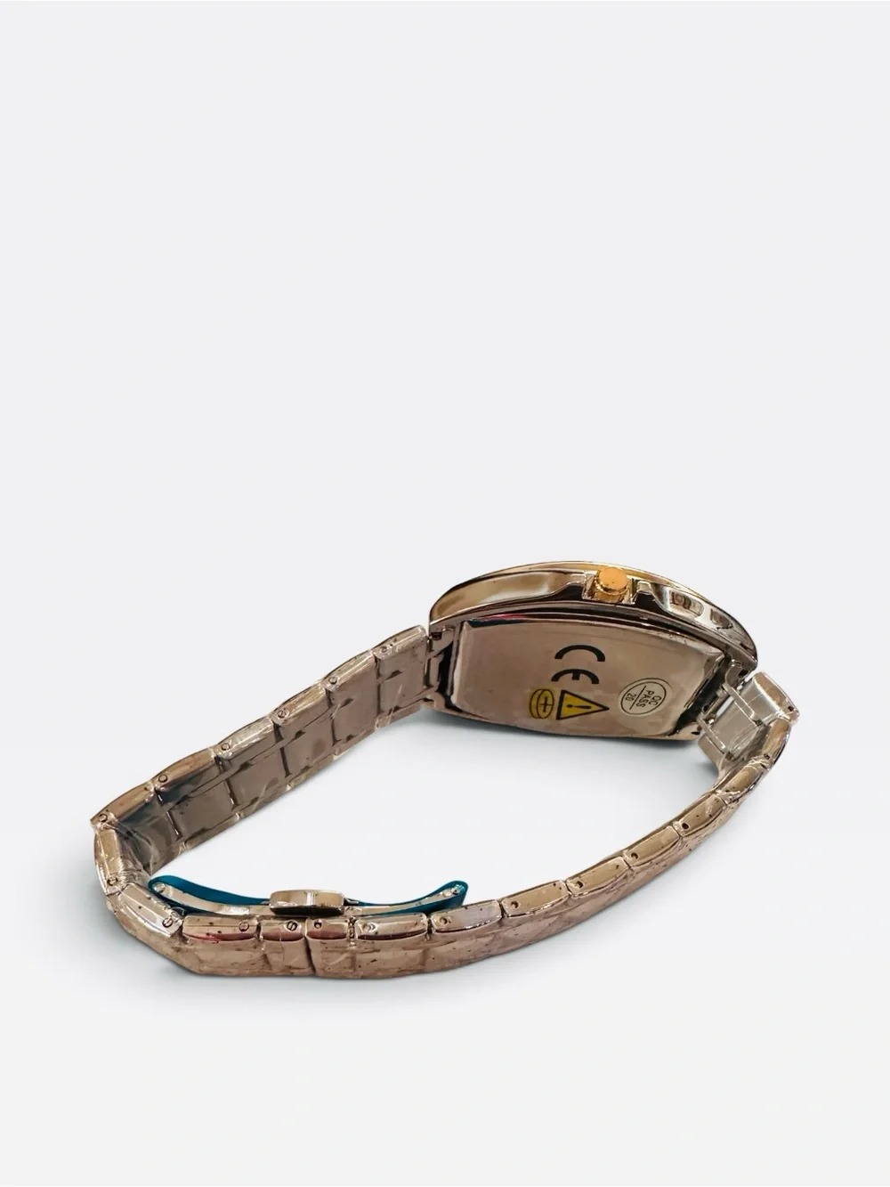 wGold-Tone Smartwatch with Blue Dial and Pyramid-Link Bracelet